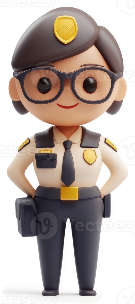 Cartoon security guard in uniform. png