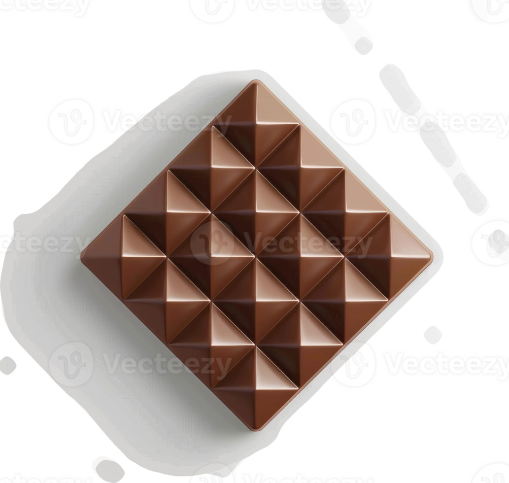 A square dark chocolate bar with a pyramidal pattern. png