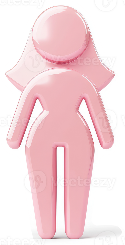 Pink female figure icon, stylized and simplified. png