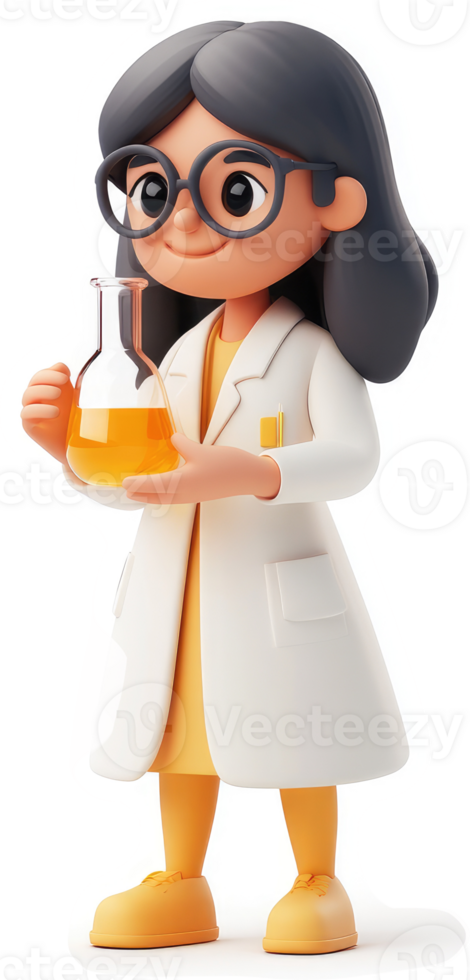 Cartoon scientist holding a beaker. png