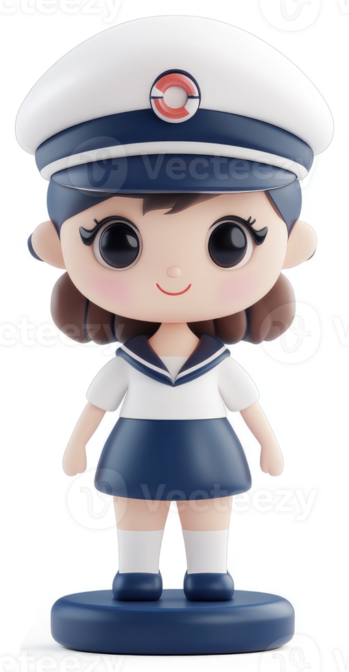 Adorable sailor girl figurine, poised and ready for adventure. png