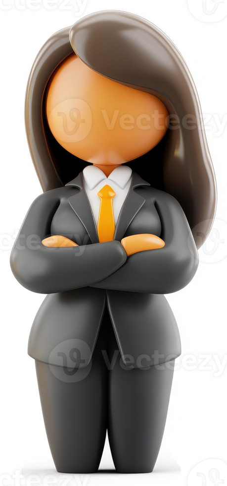 Confident businesswoman in a suit. png