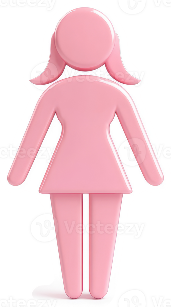 Simple, stylized pink female figure icon. png