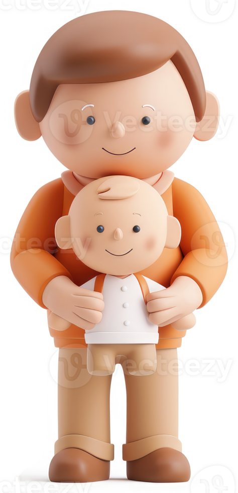 Father carrying a baby, in a loving embrace. png