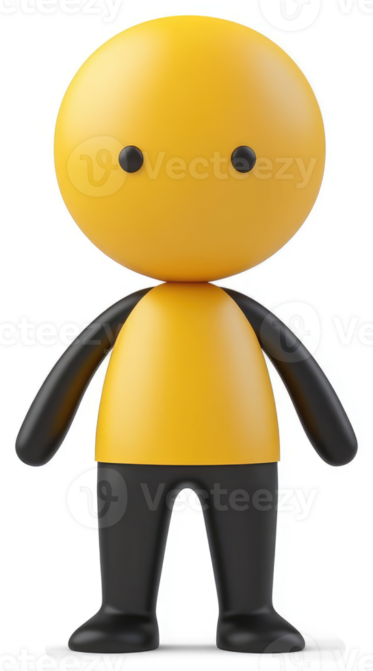 Simple, cartoon-style character standing upright. png