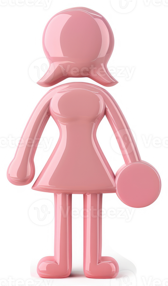 Pink stylized female figure icon with a circular object. png