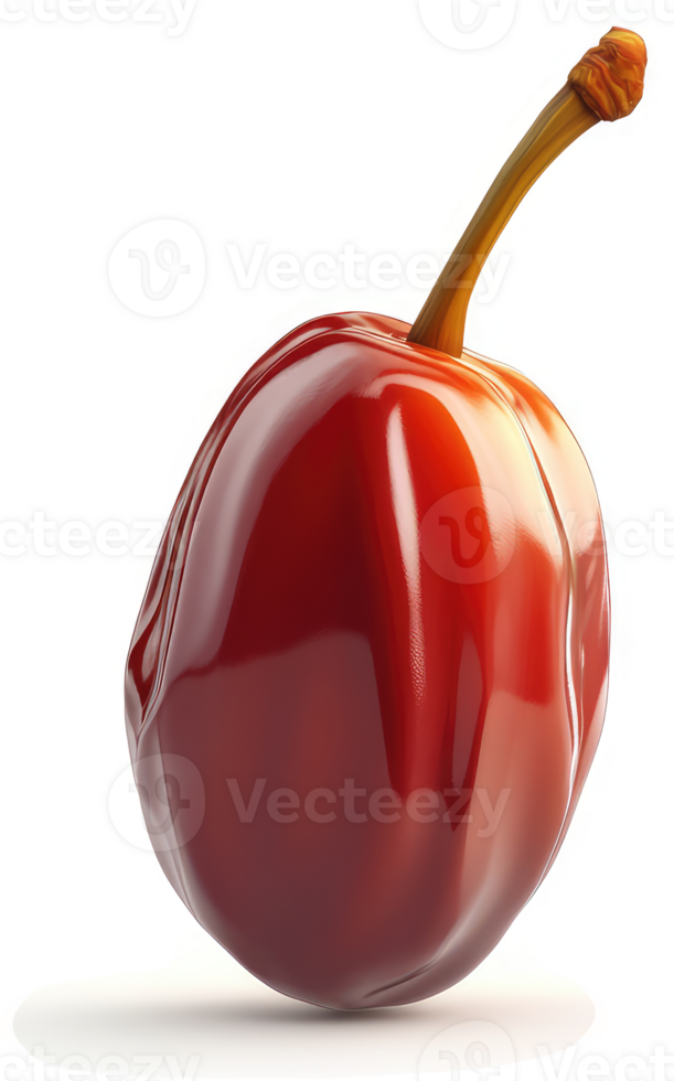 Close-up view of a vibrant red cherry plum. png
