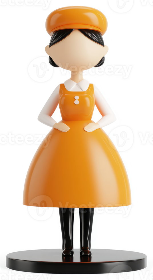 Stylized figure of a cafe worker in an orange apron. png