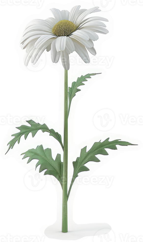 Elegant white daisy with green foliage. png