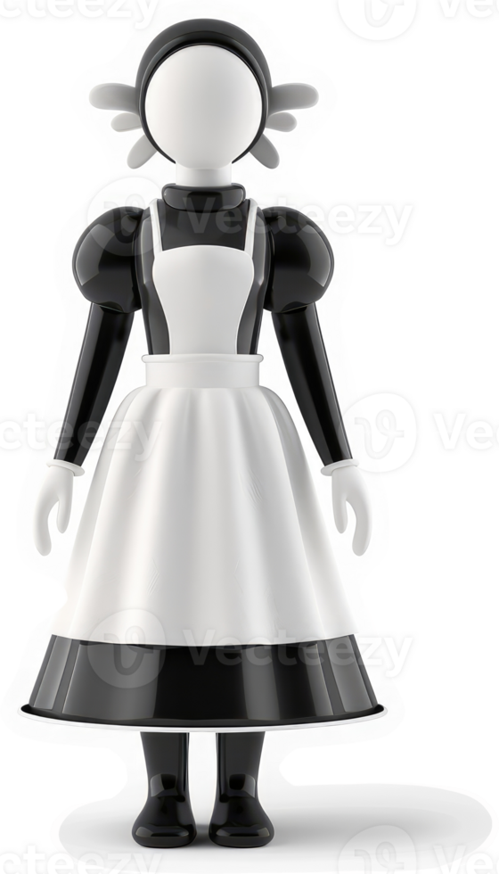 Black and white portrayal of a Victorian era maid. png