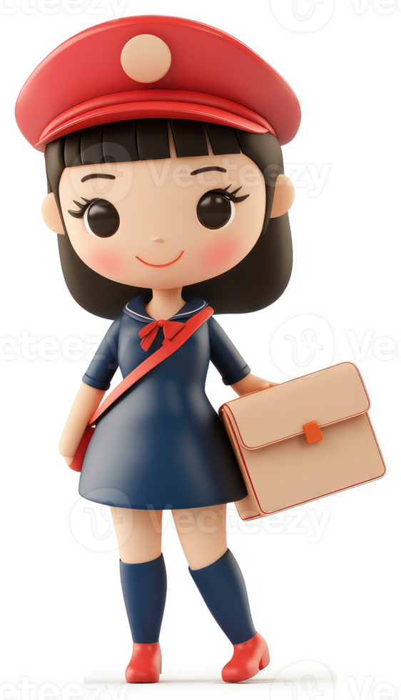 Smiling schoolgirl with a satchel portrays cheerful student life. png