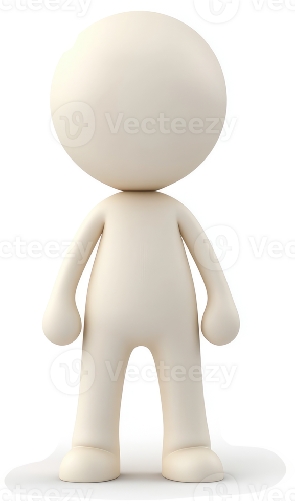 3D rendered, neutral, beige figure stands in profile. png
