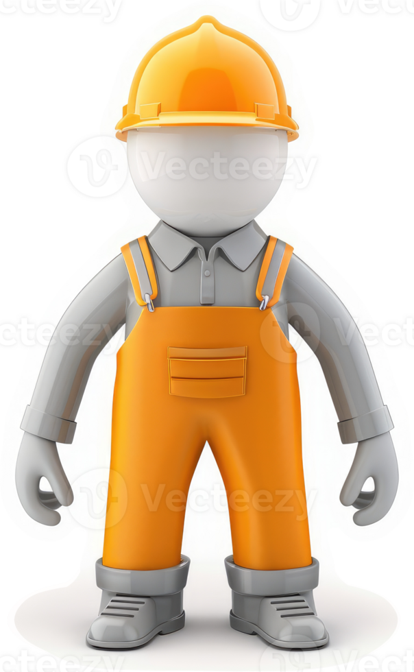 3d rendered figure in construction worker attire. png