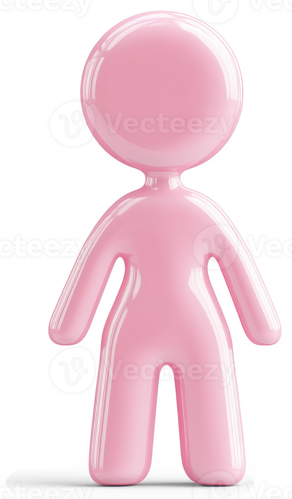 Pink stylized person icon represents a generic user. png
