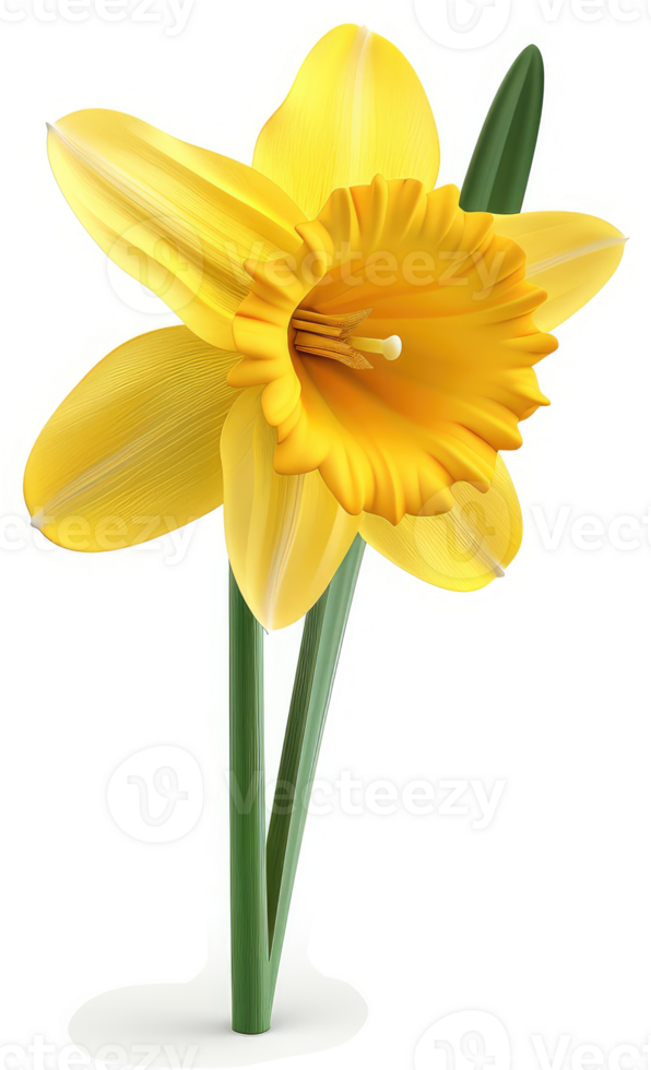 Vibrant yellow daffodil in full bloom. png