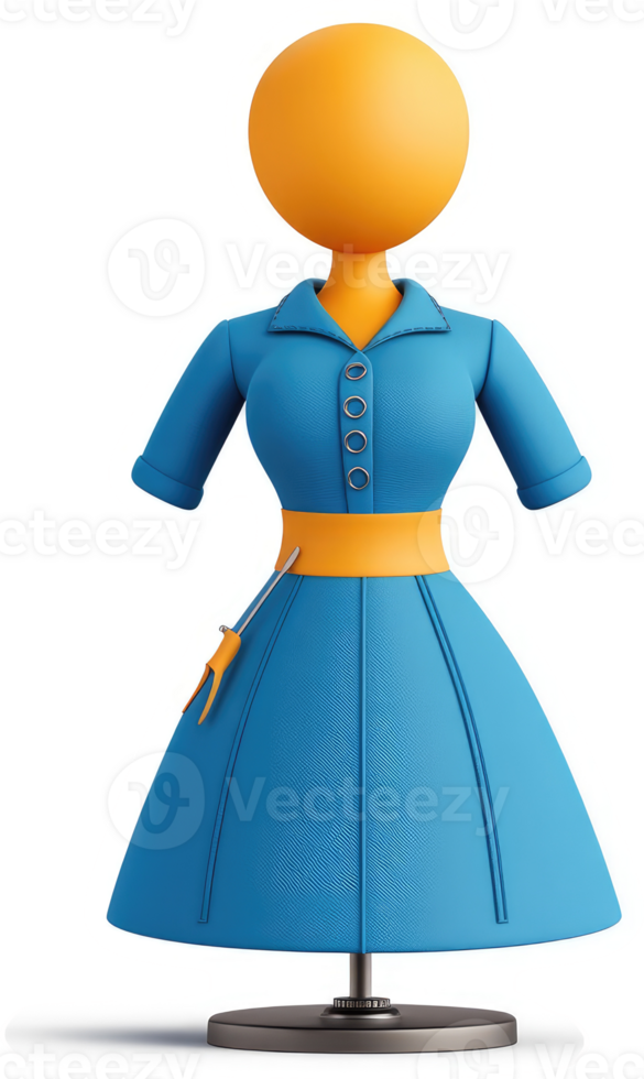 Retro style dress displayed on a mannequin. png