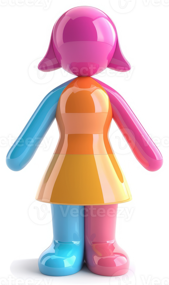Colorful, stylized female figure with split-toned design. png