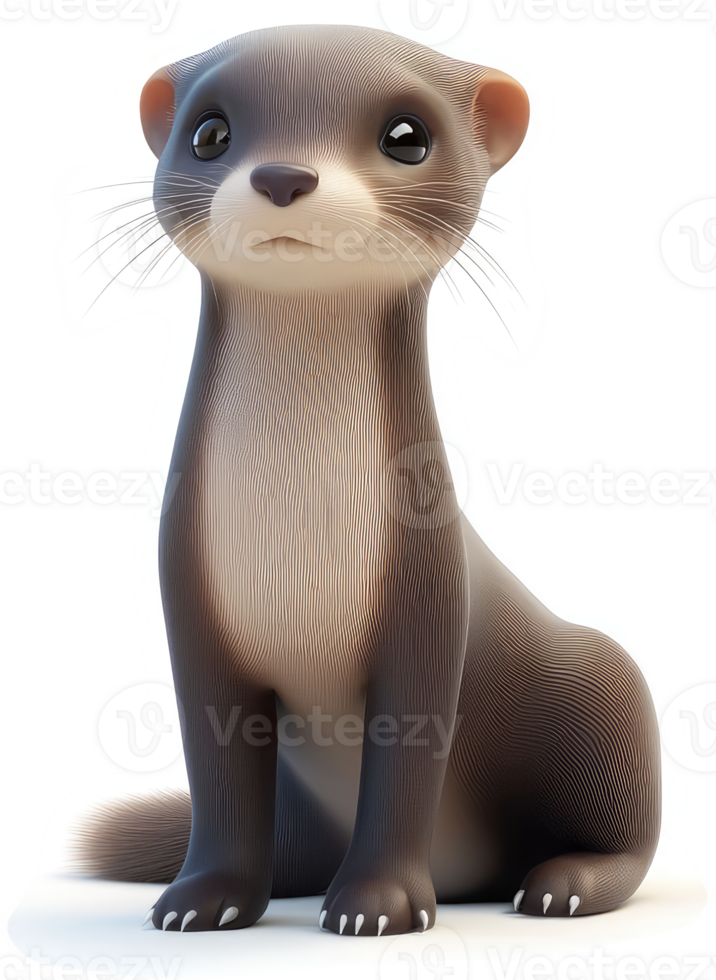 Adorable cartoonish illustration of a young weasel. png