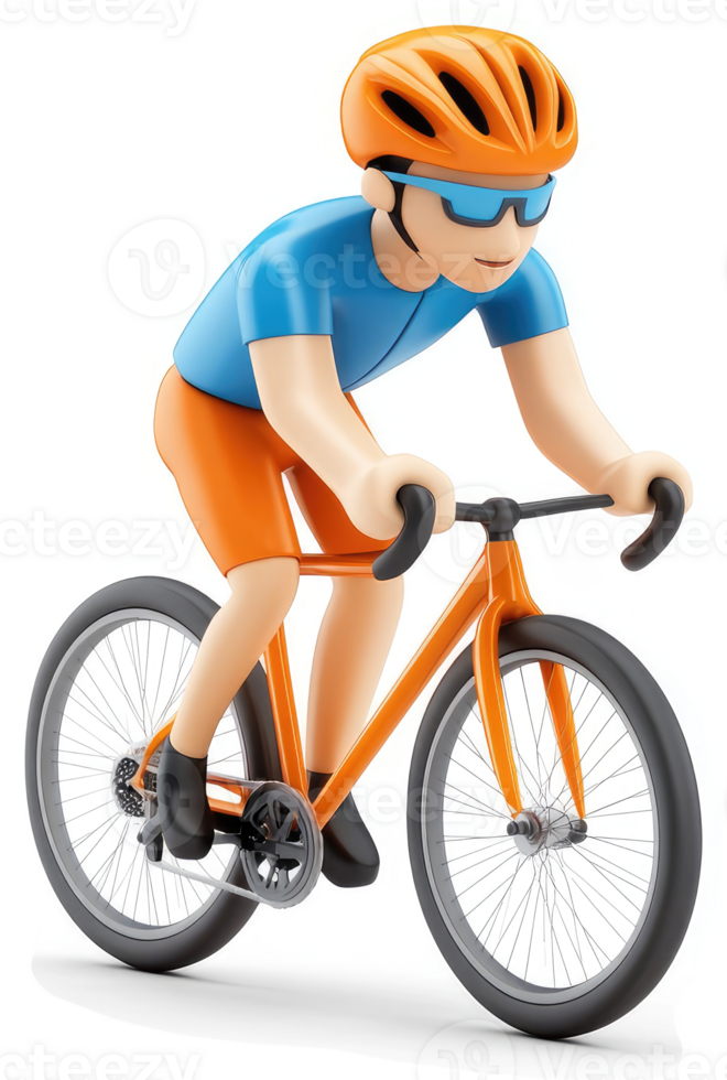 Cartoon cyclist in motion on a fixed-gear bicycle. png
