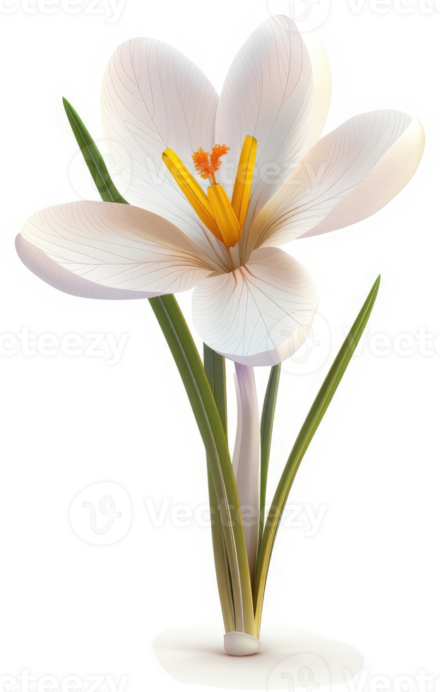 Delicate white crocus blossom in spring. png