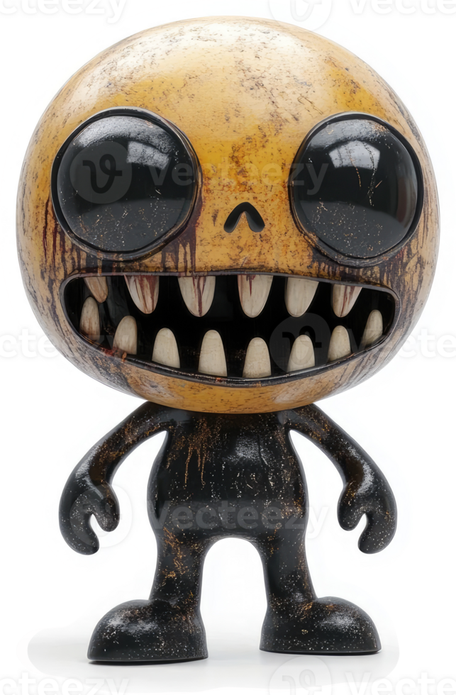 A grotesque, stylized figure with a disturbing smile. png