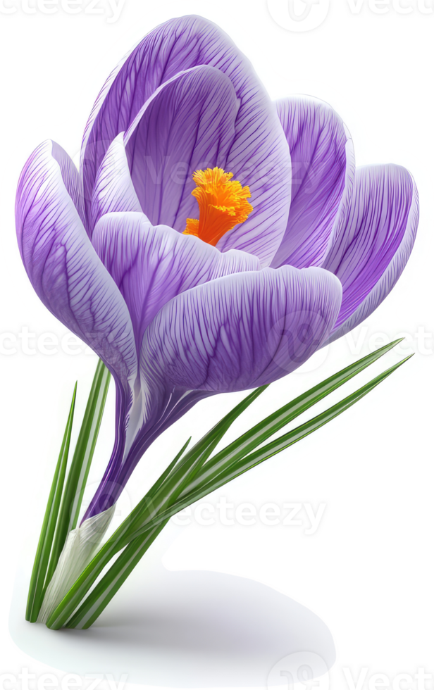 Vibrant purple crocus flower in spring. png