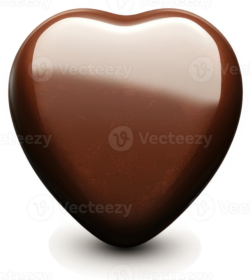 Glossy, dark chocolate heart confection. png