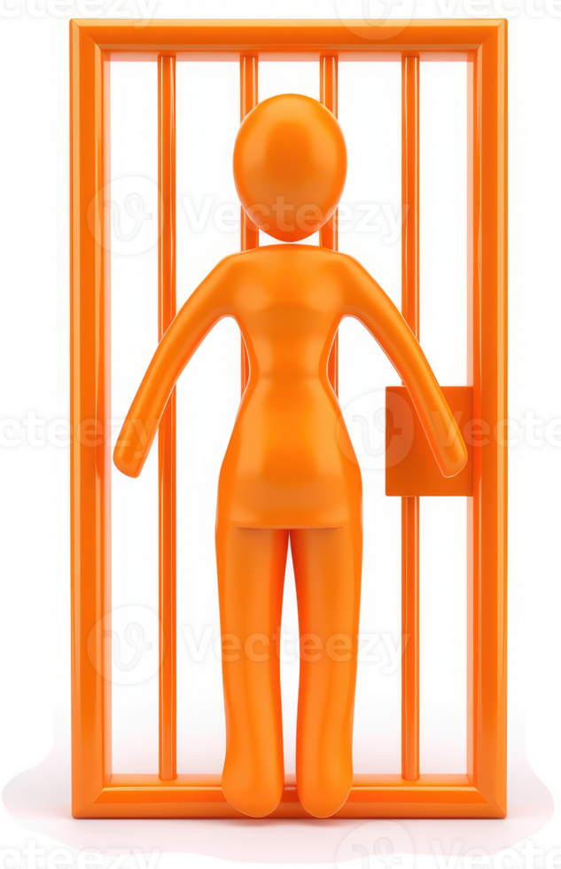 Orange figure constrained within an orange cage. png