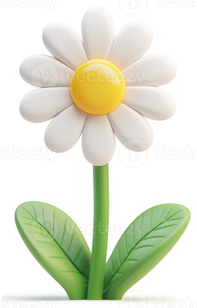 A cheerful, cartoon-style daisy with vibrant colors. png