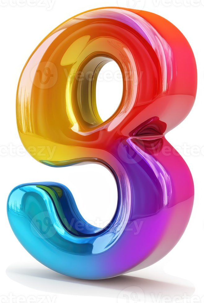 Vibrant rainbow-colored number eight design. png