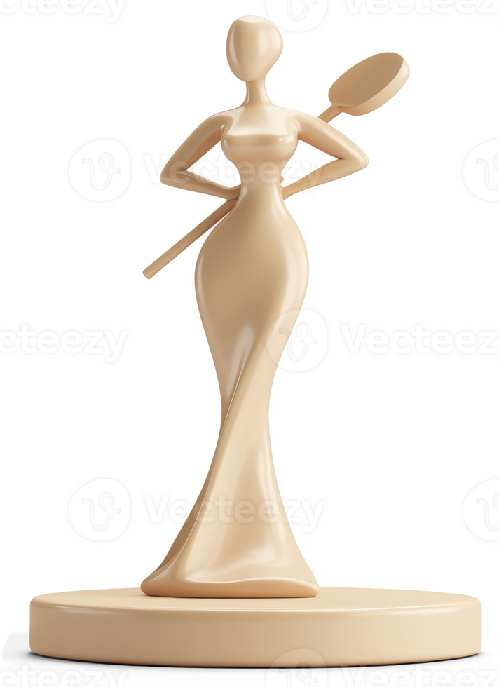 Elegant figure holding a spatula, a stylized decorative piece. png