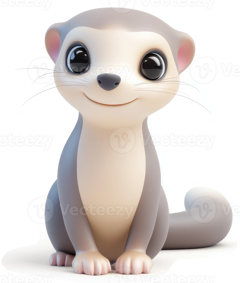 Smiling cartoon meerkat, digitally rendered. png