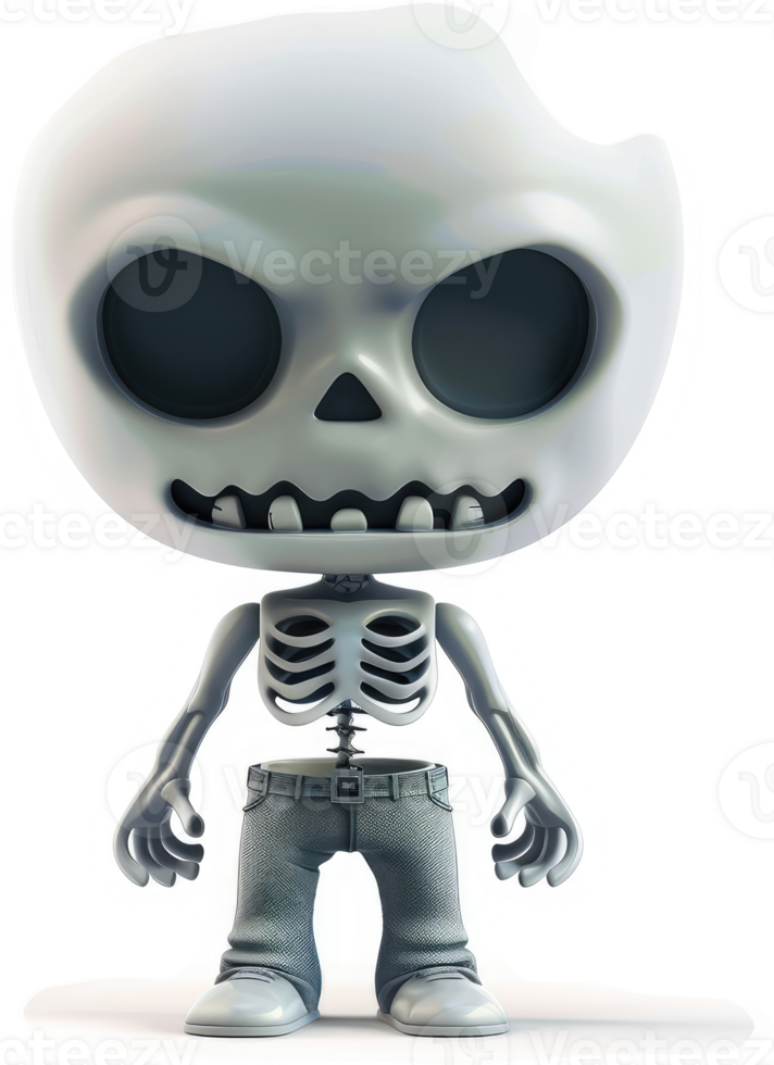 Cute, cartoonish skeleton character, dressed in jeans. png