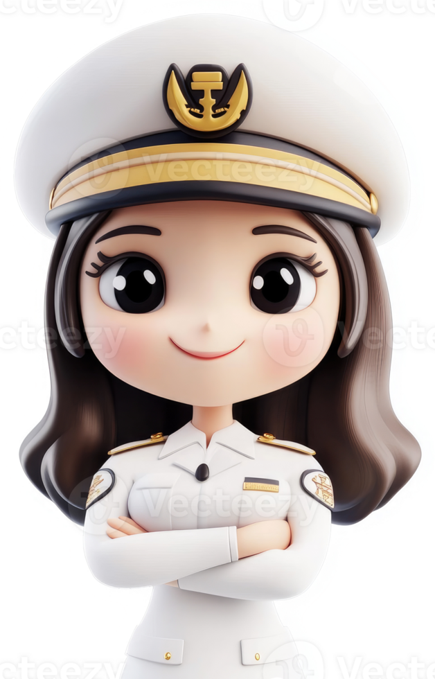 Smiling female naval officer in a crisp uniform. png