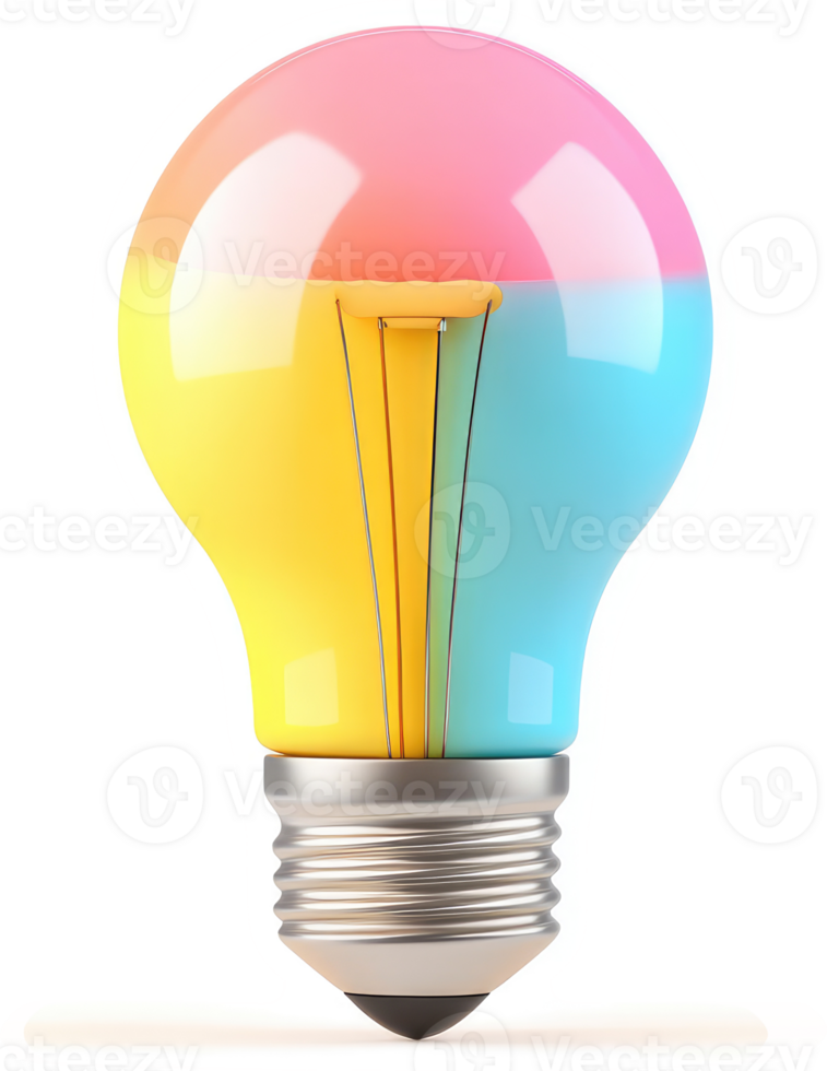 Colorful dual-toned lightbulb highlights innovative design. png
