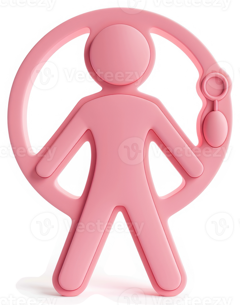 Pink child figure with circular ring and rattle. png