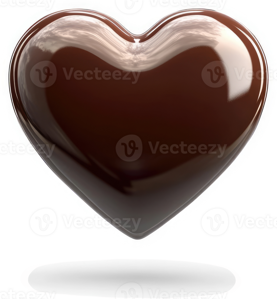 Glossy chocolate heart shape, a delectable treat. png