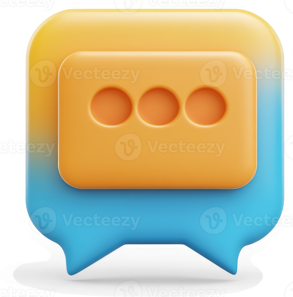 Vibrant orange and blue speech bubble icon. png