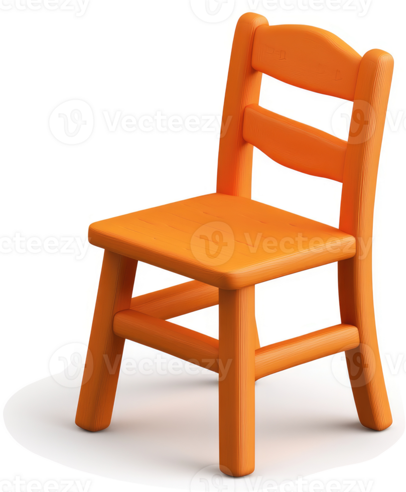 Bright orange child's chair illustration. png
