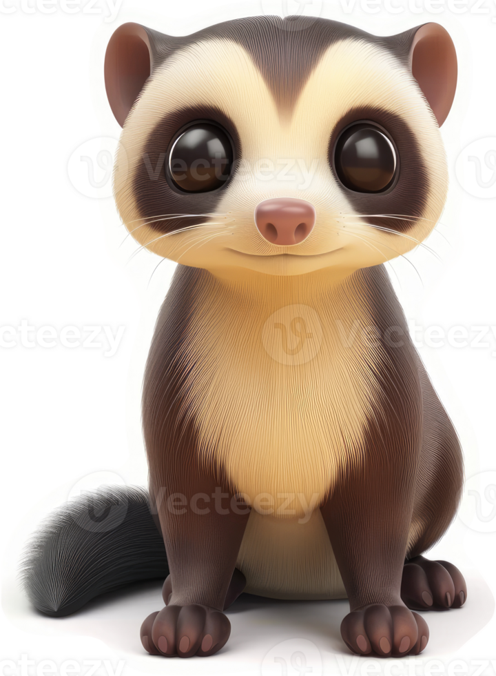 Cute cartoon illustration of a young ferret. png