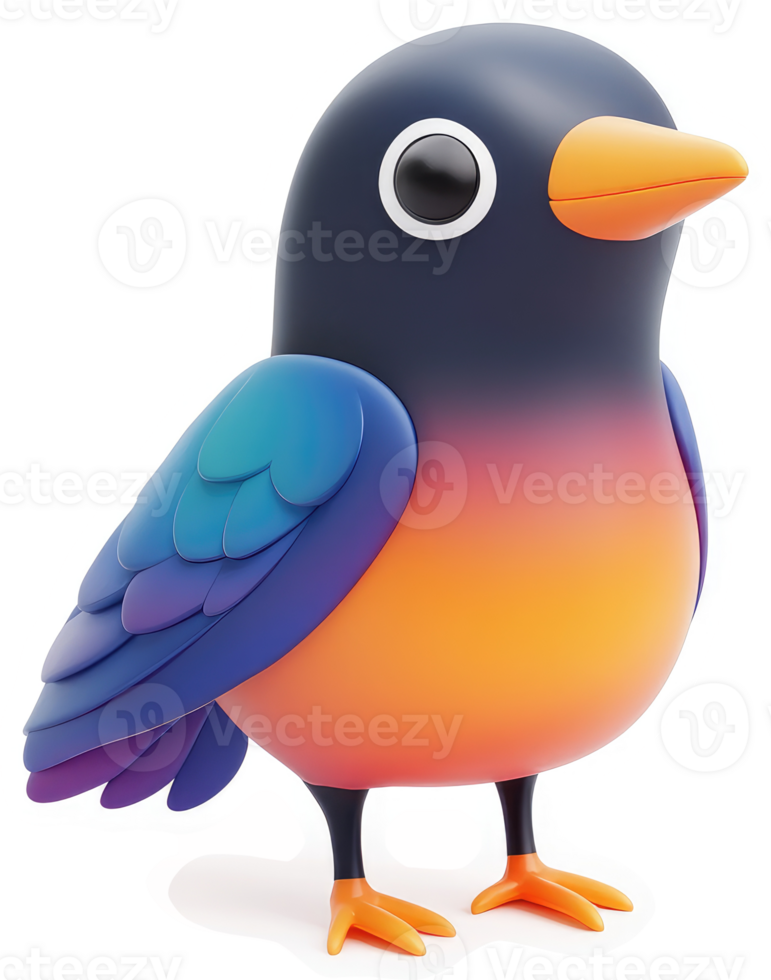 Vibrant cartoon bird with colorful plumage. png