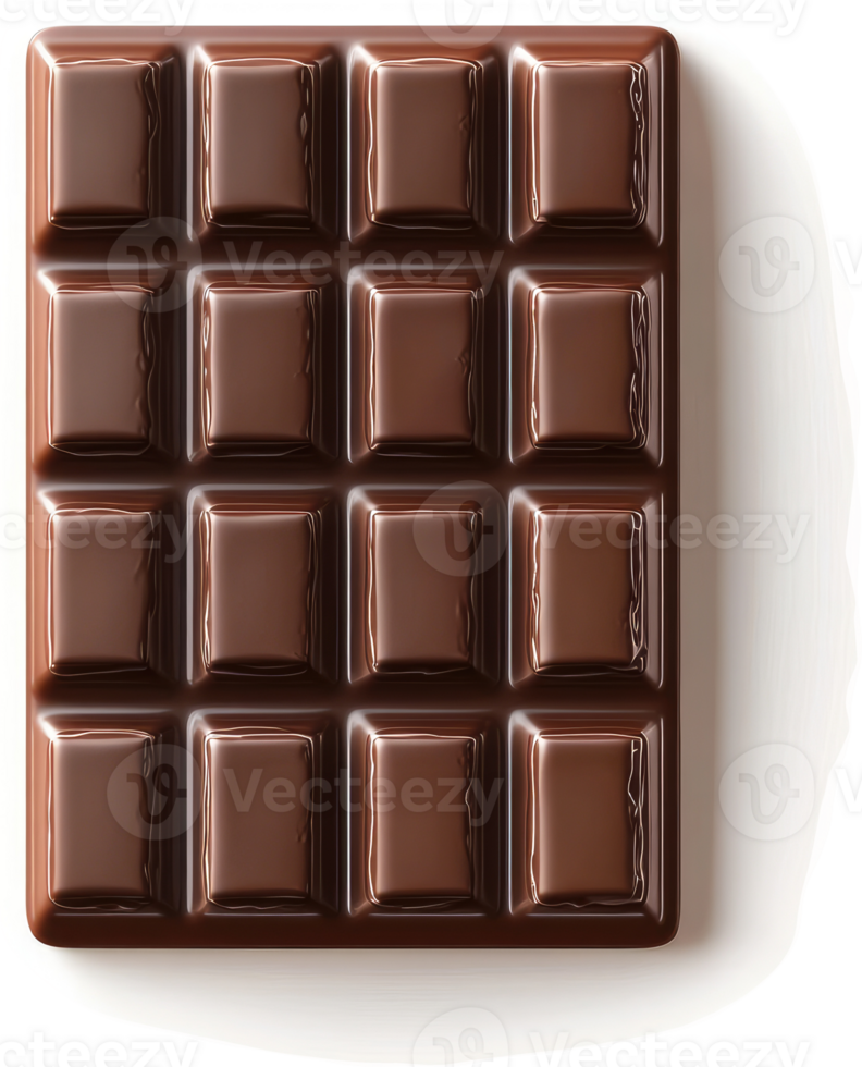 Dark chocolate bar with square sections. png