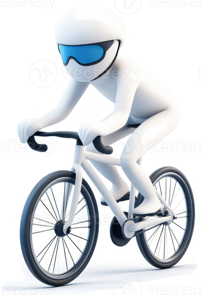 White figure cyclist on a fixed gear bike. png