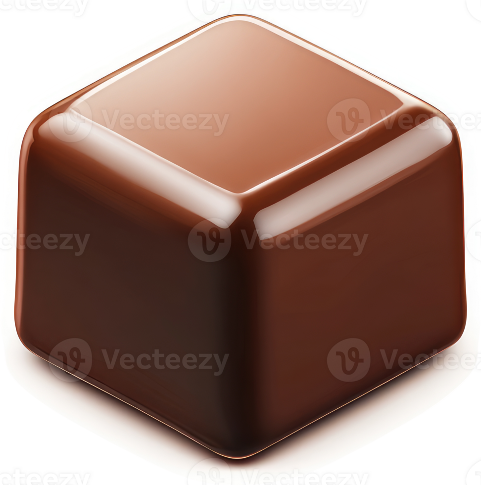 Rich, glossy, square chocolate confection. png