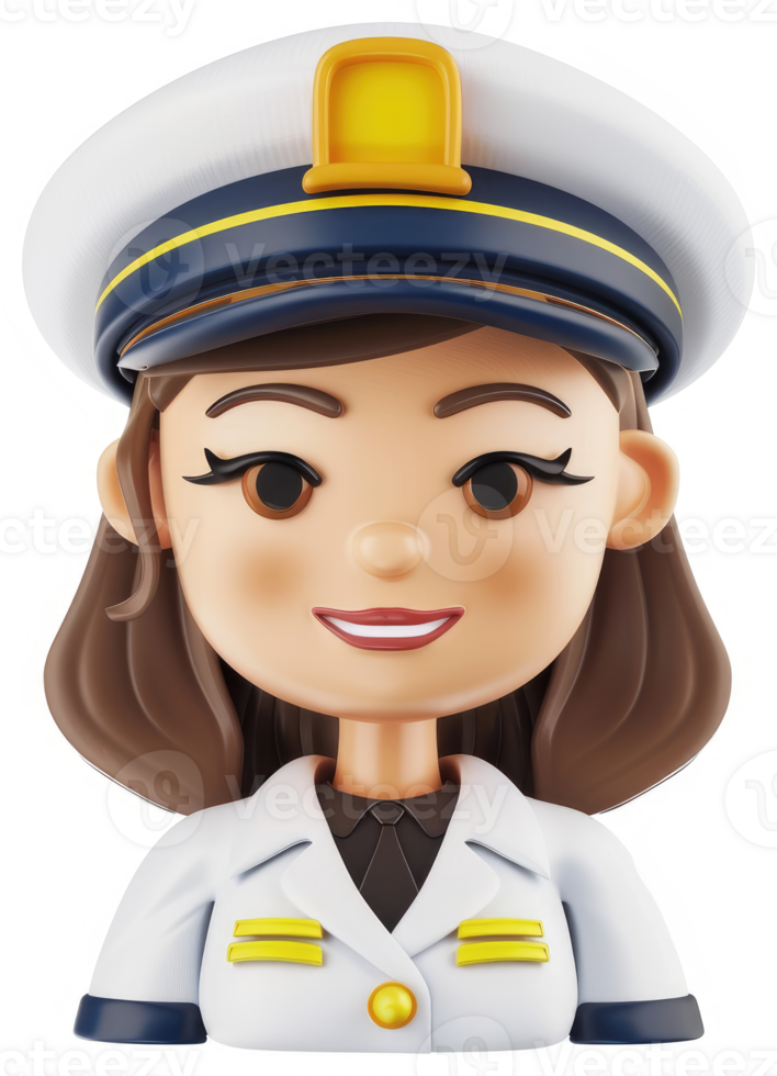 Smiling female captain in a naval uniform. png