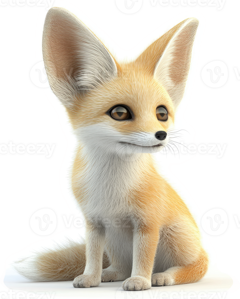 Cute, digitally rendered fennec fox portrait. png
