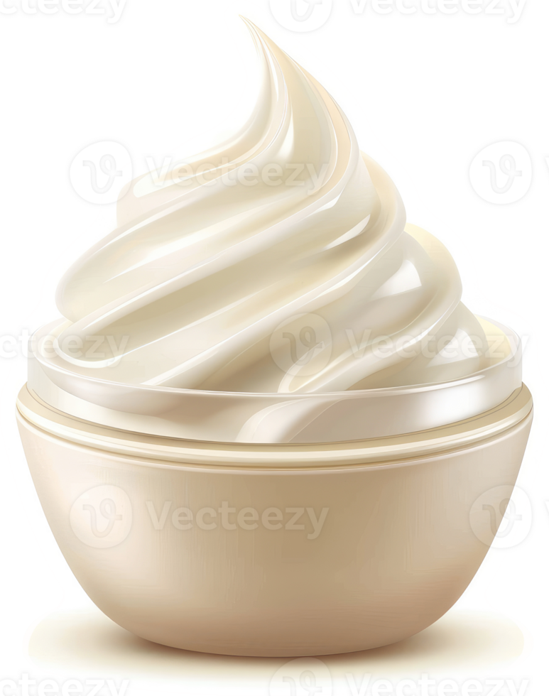 Creamy, whipped topping in a cosmetic container. png
