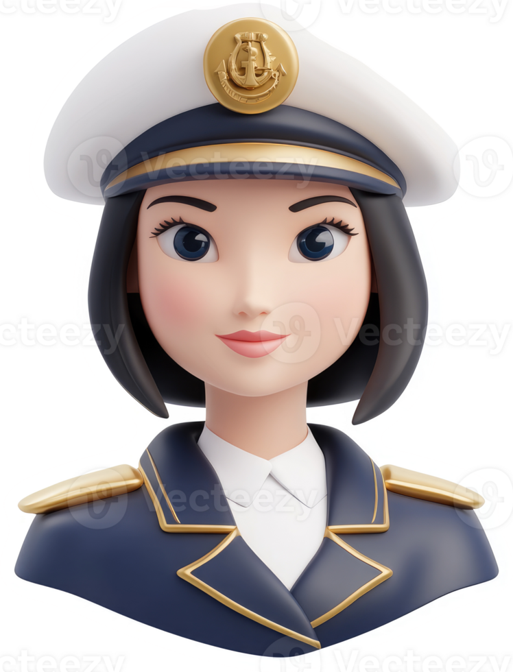 Animated female naval officer portrait. png