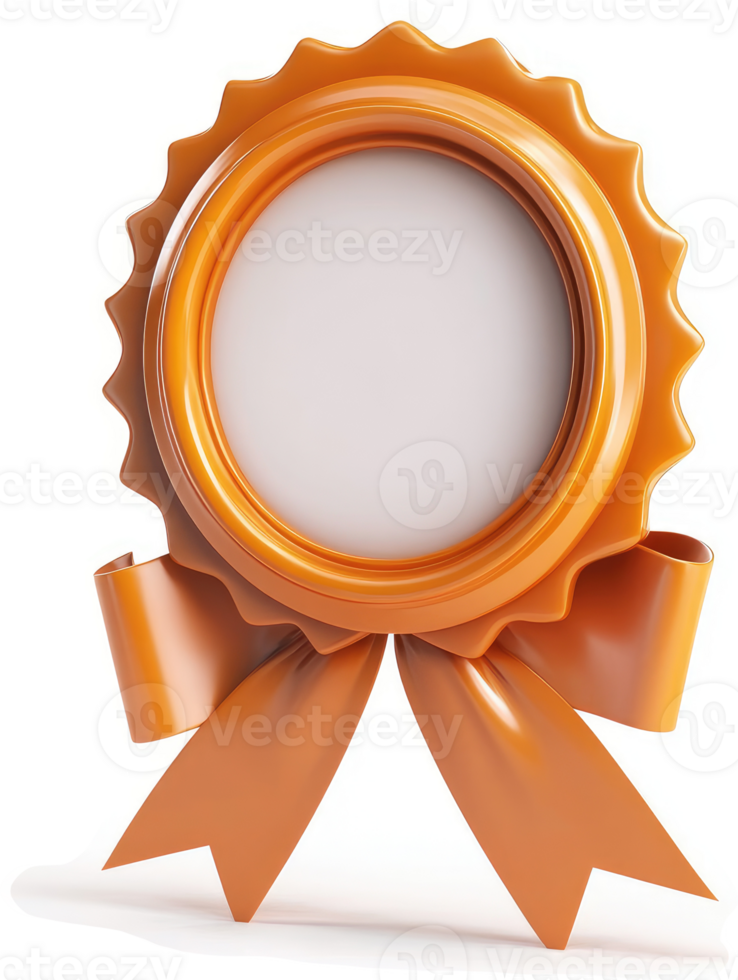 Orange award badge with a ribbon. png