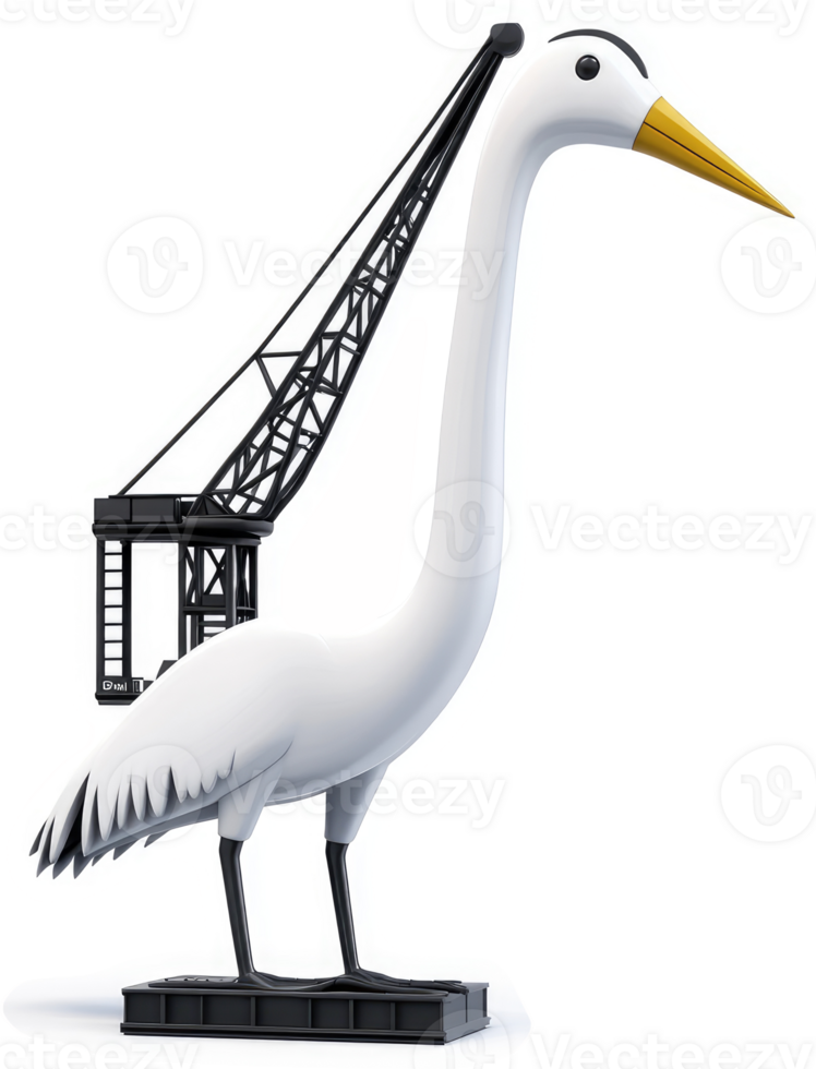 Port crane shaped like a large, cartoon heron. png